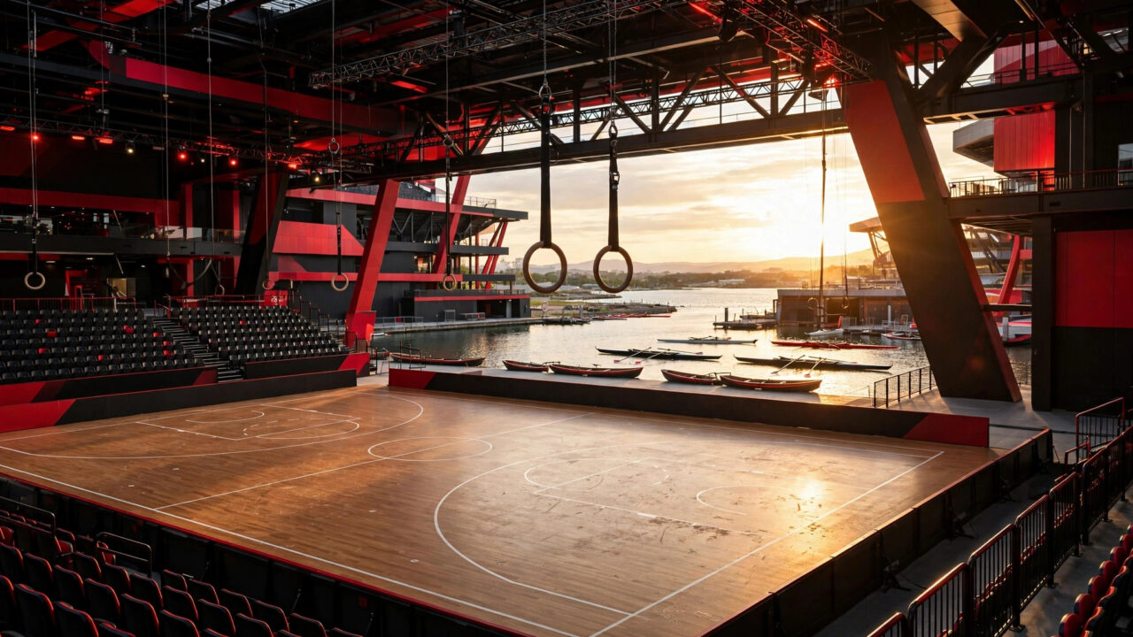 Flamengo Olímpico – arena multiesportiva ao pôr do sol